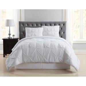 TRULY SOFT Pleated Duvet Set White Polyester 2-Piece Twin XL Duvet Set, Solid Color Themed, for Men and Women, Oeko-TEX Certified Confidence