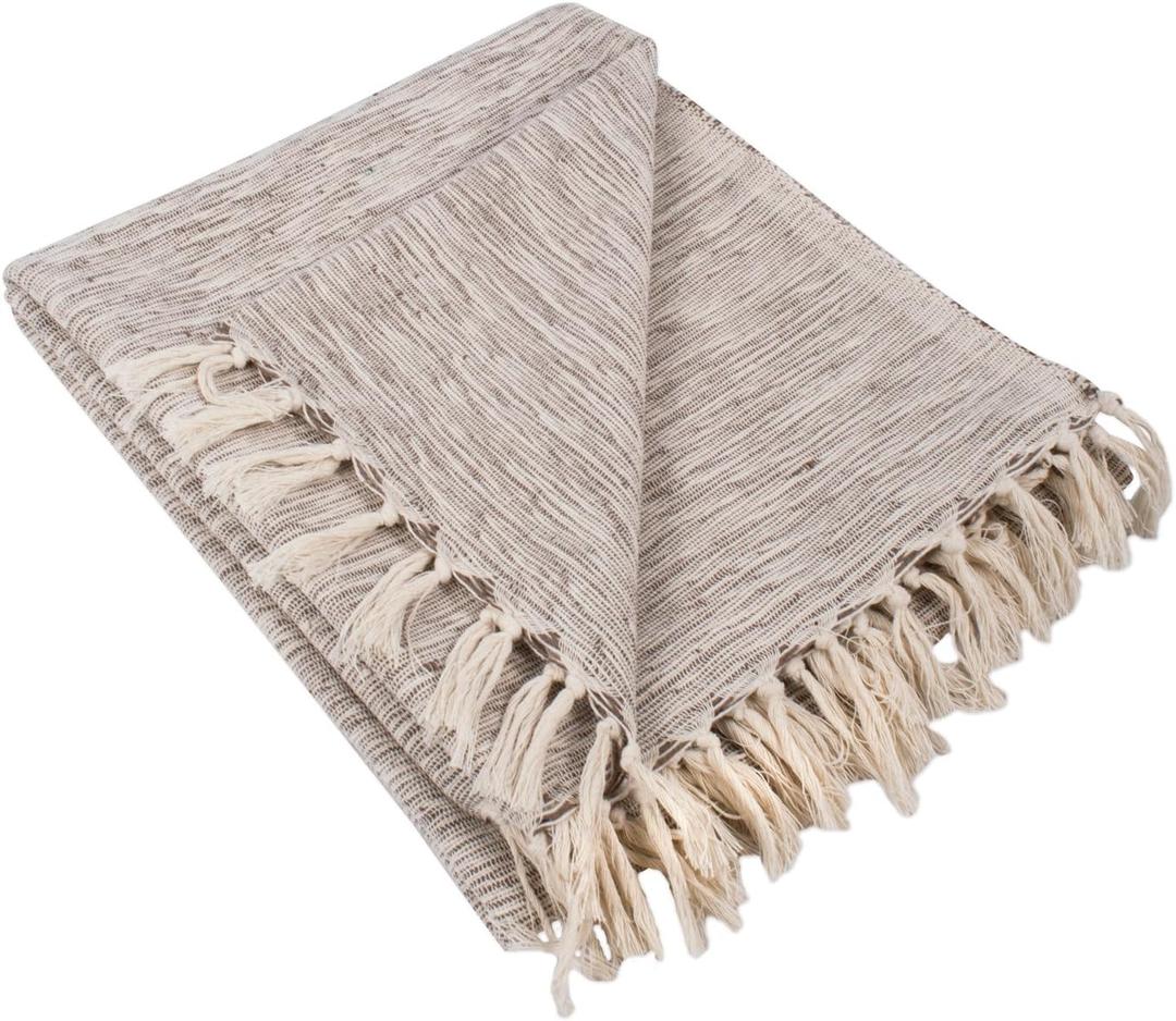 DII Rustic Farmhouse Throw Blanket with Decorative Tassels, Use for Chair, Couch, Bed, Picnic, Camping, Beach, & Just Staying Cozy at Home (50 x 60), Variegated Brown