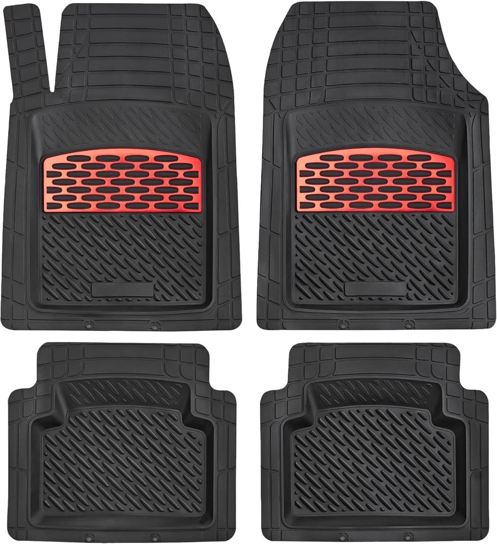 K&K Auto Accessories 3D Car Floor Mat 8 Lb Thick Heavy Duty Durable Universal Sapphire Red Deep Dish for Cars SUVs Minivan Truck