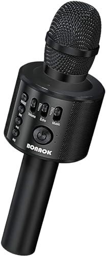BONAOK Wireless Bluetooth Karaoke Microphone,3-in-1 Portable Handheld Karaoke Mic Speaker Machine Home Party Birthday for All Smartphones Q37 (Black)