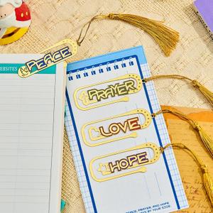 2 x 4Psc Metal Bookmarks with Tassel, Cute Book Marks for Reading Kids, Book Clips, Christian Gifts, Funny Gifts for Book Lovers Women