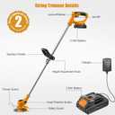 21V Cordless String Trimmer, Battery Powered Weed Wacker with 2-Pack 2.0Ah Lithium Battery & Fast Charger, 3-in-1 Grass Edger & Brush Cutter, Lightweight Garden Tool for Lawn Edge Trimming