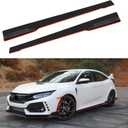 78-3/4" Universal Car Side Skirt 200CM Extension Rocker Panel Body Kit Lip Splitters, Black+Red Line