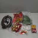 Lighted Christmas Wall Tree Mode Remote Control Hanging Tree Light with Xmas Ball Bow Star Green Stripe Garland Poinsettias Without Battery Half for Living Room Xmas Wall Decor