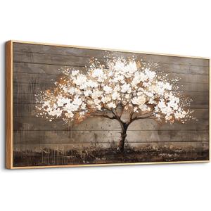 Wapluam Tree Of Life Wall Art,Neutral Abstract Canvas Painting Art Prints,Framed Wall Art,Wall Decor For Living Room,Nature Plant Modern Pictures For Bedroom Bathroom Dining Room Office Artwork 20x40