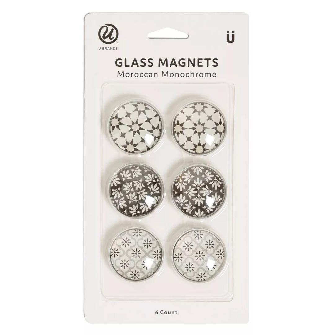 U Brands Glass Magnets - Moroccan Monochrome