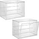 2 Pack Acrylic Display Case, 4 Tier Clear Display Case with Magnetic Door and 3 Adjustable Divider, Stackable Large Figure Display Case for Collectibles Action Figures