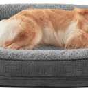 JOEJOY Orthopedic Dog Beds Large Sized Dog, XL Egg-Crate Memory Foam Pet Couch Bed with Bolster Sides, Waterproof Lining, Removable Washable Cover & Non-Slip Bottom, Grey (XL(42"x 32"x 7.5"))