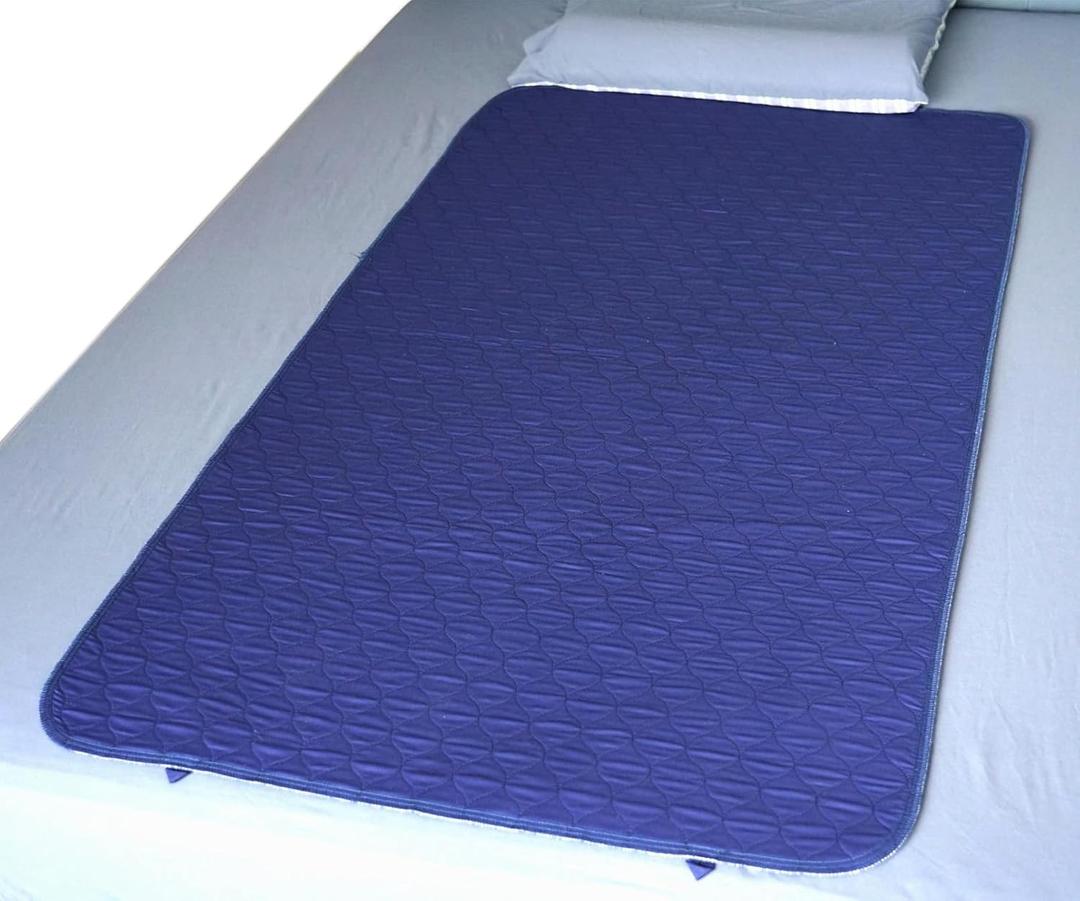 Upgraded Pack of 2 Careboree Washable and Waterproof Bed Pads for Incontinence 34X60 inches Underpads Reusable Anti-Slip Extra Absorbent Draw Sheet for Mattress Navy Blue