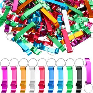Honeydak 180 Pcs Colored Bottle Opener Keychain Bulk Claw Soda Beverage Opener Metal Bottle Keychains Aluminum Beer Split Key Ring for Men Women, Small and Practical, Open The Lids Easily