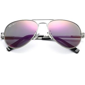 Pro Acme Polarized Aviator Sunglasses for Men and Women 100% UV Protection, 58mm (A1 Silver Frame/Purple Mirrored Lens)