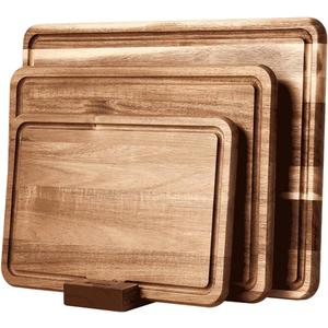 Wood Cutting Board Set of 3 for Kitchen, Acacia Wooden Cutting Boards, Thick Chopping Board with Deep uice Groove Butcher Block, Wooden Trays for Meat, Fruit and Cheese