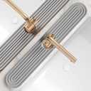 Stone Faucet Mat for Kitchen Sink  Diatomite Fast-Drying Stone Tray, Faucet Mat Sink Splash Guard, Decorative Sink Protector for Kitchen Bathroom Counter [Gray, 23.6''x3.9'']