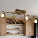 Gold 4 Light LED Track Lighting Kit, Modern Brass Ceiling Spotlight Fixture, Adjustable Kitchen Track Light with Flexibly 350Rotatable Heads