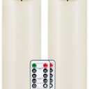 5plots 9" x 3" Flickering Flameless Candles - Battery Operated Wax LED Candles - Amber Yellow Light with Remote and Timers Set of 2, Ivory, for Home Decor, Candle Sconces