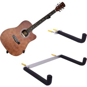 YYST Guitar Wall Mount Holder Tilt Display for Electric and Thin Body Guitars, Ukulele, Bass, Banjo at A Slanted Angle Sideways (Horizontal/Sideway Hanger) (No Instrument)
