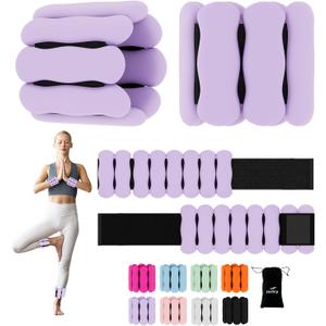 Ankle and Wrist Weights for Women & Men, Adjustable Arm & Leg Weights Set of 2 (1 lb/2 lb Each) Soft Silicone Weighted Bands Weighted Bracelet for Pilates Yoga Dance Walking Running Swimming Water Pool Home Gym Fitness Workout Jogging Gymnastics Aerobics Weight Loss