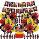 Cartoon Birthday Party Decorations,Cartoon 3 Decorations Include Kids' Party Balloons,Banner,Cake Topper and Cupcake Toppers