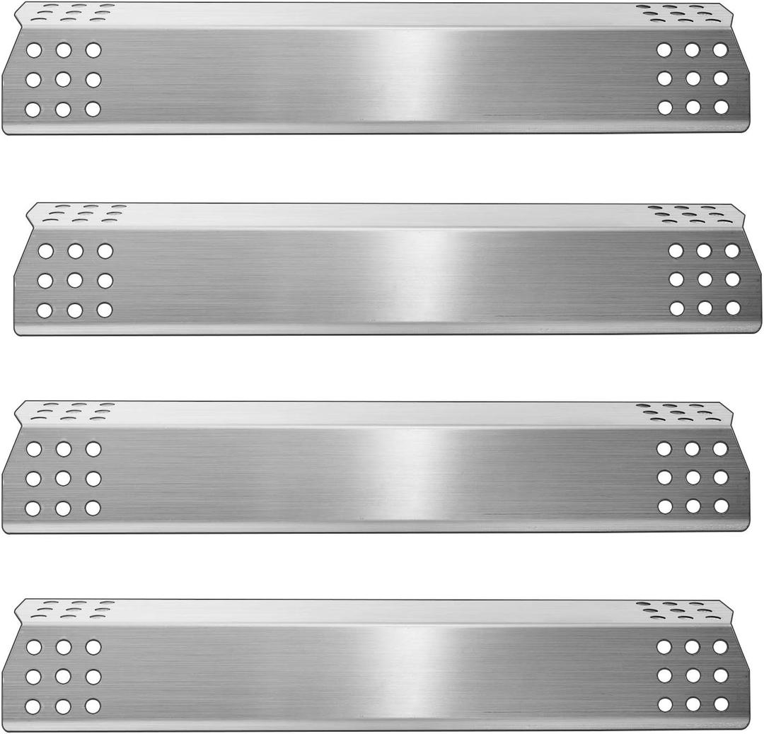Kalomo 15 1/8 x 3 1/4Grill Heat Plates Parts for Master Forge 1010048 Models, Heat Shield Burner Cover Flame Tamer, Stainless Steel Gas Grill Heat Tent BBQ Gas Replacement Parts, Set of 4