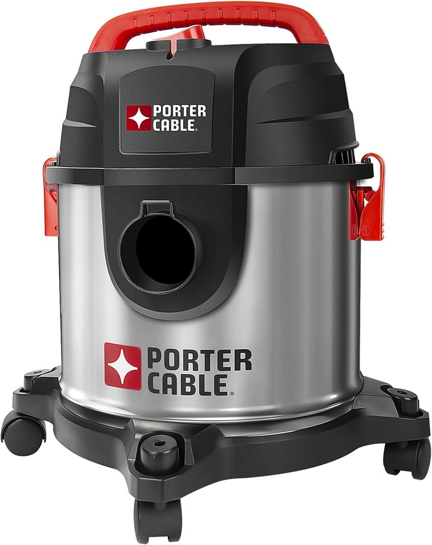 PORTER-CABLE PCX18301-4B 4 Gallon 4 HP Wet/Dry Vacuum, Stainless Steel Light Weight Portable Shop Vacuum, 3 in 1 Function with Attachments