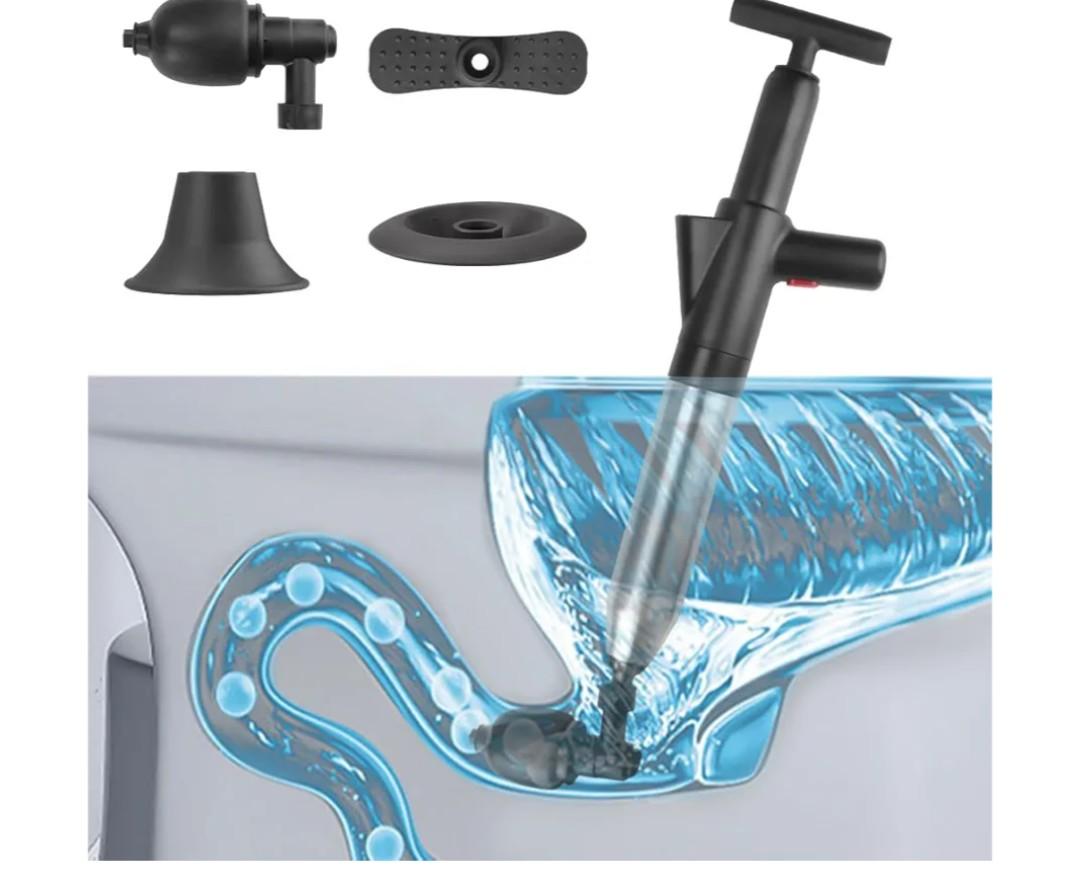 High Pressure Toilet Plunger,with Barometer of Air Plunger for Toilet Black-60CM,Heavy Duty High Pressure Toilet Unclogger Suitable for Toilet,Sinks,Bathrooms,Kitchens and Floor Drain