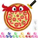 Pizza Party Game Turtle Party Favors 24 x 22 Pizza Dart Board with 18 Sticky Balls Toys Turtles Themed Game Video Birthday Supplies Decoration Gift for Boys Girls