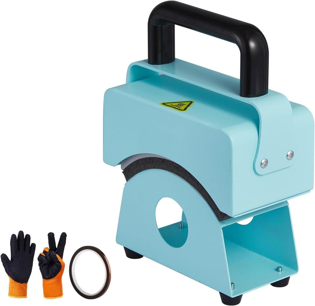 Happybuy Hat Press Machine, Mini Heat Press for Caps with Integrated Control Panel, 5.9x3.15 inch Curved Heating Plate, Safety Base & Glove, Automatic Shut-Off, Green