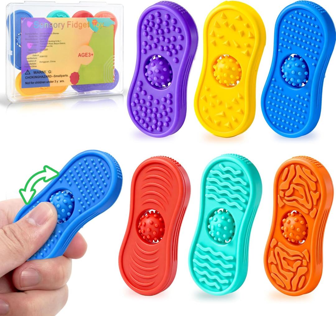 Sensory Fidget Toys For Kids 6 Pack Silicone Worry Stones for Autism & ADHD Calming Down Quiet Figette Classroom Must Have Stress Toys for Anxiety Relief Office Desk Toy Set Easter Basket Stuffer Gift