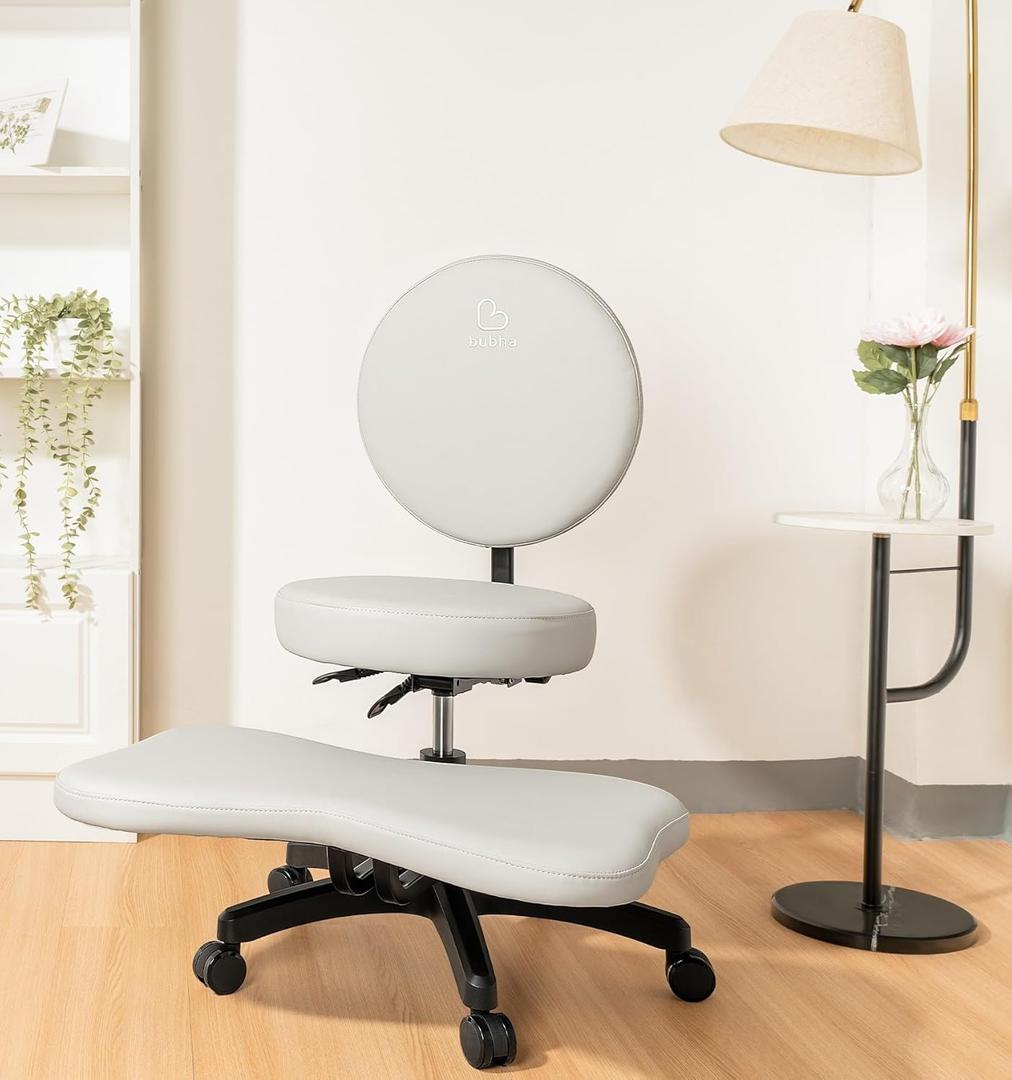 Meditation Chair with Reclining Backrest, Adjustable Height & Leg Rest  Ergonomic Criss Cross & Cross Legged Office Chair with Wheels for ADHD, Kneeling & Yoga Soul Seat (Grey)