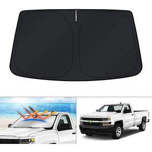 KUST Windshield Sun Shade for 2014-2017 2018 2019 Chevrolet/Chevy Silverado Crewcab Regularcab Extendedcab Custom Fit Sunshade Accessories Foldable Sun Visor Protector Block UV Rays