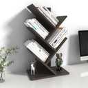 Godferyxin Book Tree Bookshelf, 5-Tier Wood Bookshelf Tree Bookcase for Displaying Books, CDs, Magazines and More at Office, Home or School