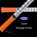 1ML Syring, Lab Supplies Syring 29G 1/2 Inch with Cover, Individually Wrapped, Pack of 100