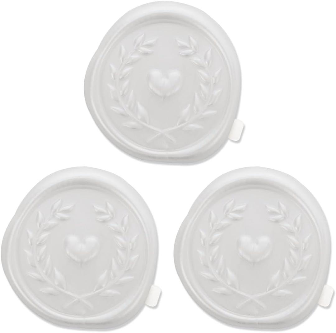 50 Pcs Wax Seal Stickers, Wedding Invitation Accessories Envelope Cards Seal Stickers, Vintage Wax Sealing for Wedding Anniversary Bridal Shower Christmas (White)