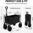300L Collapsible Wagon Cart 250LB Foldable Garden Cart with All Terrain Wheels, Heavy Duty Utility Wagon with Cup Holders for Shopping/Beach/Garden/Camping/Sports, Black