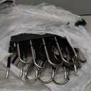 HUITEM 4 Pack 6-Tier Space Saving Pant Hangers, Anti-Slip, Lightweight, Stainless Steel, Black, 6 Pairs Jeans Hangers