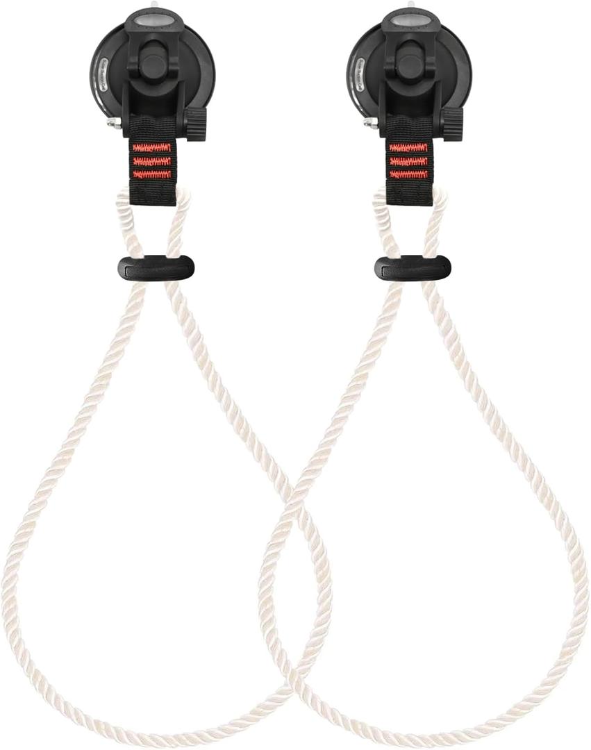 CONBOLA Suction Cups with Rope,Cowboy Hat Rack for Truck Car Heavy Duty Hat Holder,Upgrade Multi Purpose Hanger with Buckle for Truck Cars RV Boat Window Glass Camping. (Black-2 Pieces)