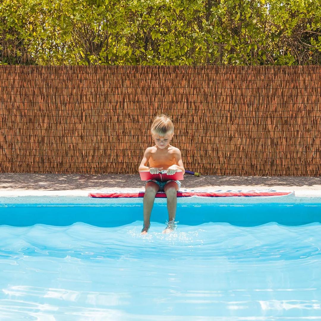 Brown 6FT X 16.4FT Reed Fencing Roll, Balcony Privacy Reed Shade Bamboo Fencing Garden Fence Border, Wind Block Sunshade Fence Screen for Outdoor Yard Patio Flower Bed Edge