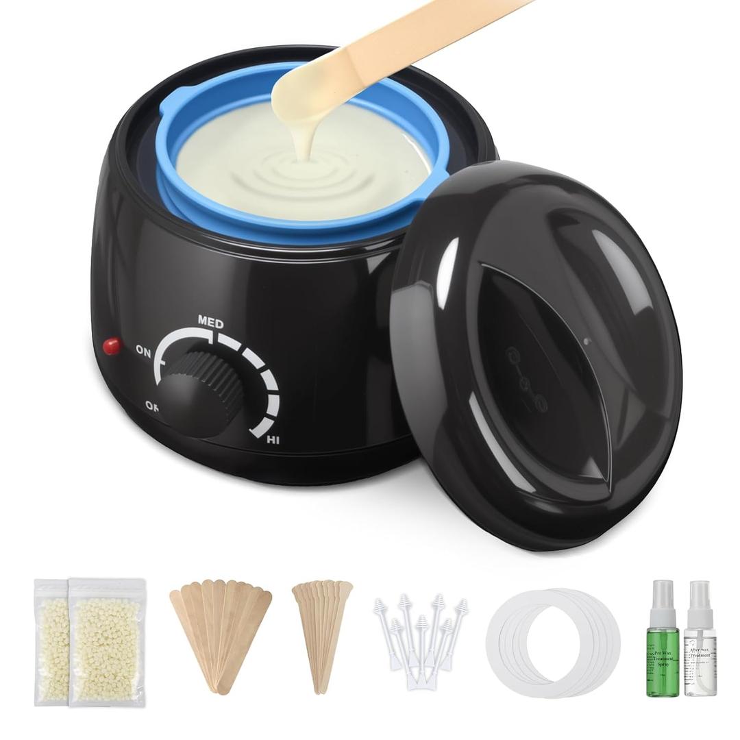 250ml Mini Waxing Kit for Women, Hard Hot Wax Kit for Hair Removal, At Home Waxing Kit for Bikini & Underarms & More, Sensitive Skin, Precise Temp Control, Compact Single Person Use