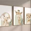 Tanmart Animal Wall Art Pictures Baby Nursery Canvas Wall Art Decor Safari Animal Prints Jungle Kids Wall Art Woodland Nursery Wall Decor Giraffe Jungle Poster for Room 16x24 Inch Unframed Set of 3