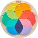 Fisher-Price Wood Preschool Toy Color Wheel Puzzle, 19 Wooden Pieces for Shape-Sorting Play, Preschool Kids Ages 3+ Years
