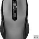 Wireless Mouse with Side Buttons, 2400 DPI, Anti Slip Scroll Wheel, Suitable for Laptops, PCs, Chromebook, Mac, MacBook, Mouse With USB Nano Receiver, 6-Button Wireless Computer Mouse - Gray (Grey)