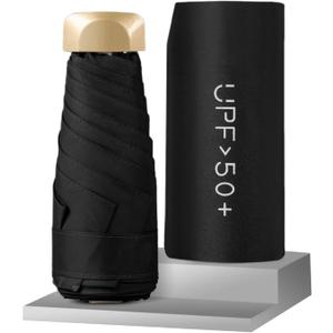 Compact Umbrella, Mini Umbrella, small umbrella for travel mini - UPF 50+ UV Protection & Waterproof, Windproof 6 Ribs Fiberglass, Pocket-Sized 6.3in Folded, Lightweight 7.05oz for Backpack Travel, travel essentials with Black Cooling Tech (Obsidian Mist)