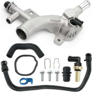 Aluminum Engine Coolant Housing Water Outlet Kit with Hoses Compatible with 2011-2016 Chevy Cruze, 2012-2020 Sonic, 2015-2020 Trax, 2013-2019 Buick Encore Replaces 25193922 902-846 13251447 55596898