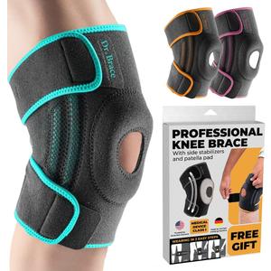 DR. BRACE ELITE Knee Brace with Side Stabilizers & Patella Gel Pads for Maximum Knee Pain Support and fast recovery for men and women-Please Check How To Size Video (Earth, Large)