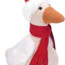 Original Cute Duck Figurine with Santa Hat and Red Scarf for Winter Christmas Decoration, Lovely and Lucky Furry Animal Doll, Come with Giftbox