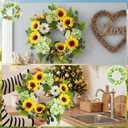 20 Inch Artificial Sunflower Wreath | Faux Sunflower Hydrangea Wreath with Lemons for Front Door, Summer Farmhouse Wall Home Decor