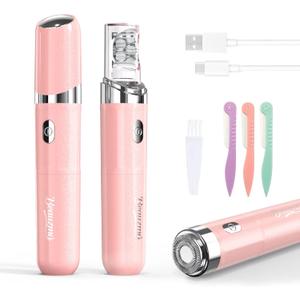 Facial Hair Remover for Women, 2-in-1 Epilator for Women with LED Light USB Rechargeable Portable Electric Epilators Painless Lady Shavers for Face, Lip, Chin, Leg, Arms, Bikini (Pink)