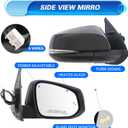 Right Passenger Side Mirror fit for Toyota Tacoma 2016-2022 2023 Rear View Door Mirror Black POWER|SIGNAL|HEAT|With Blind Spot Monitor(Partslink TO1321350)(8Pins)