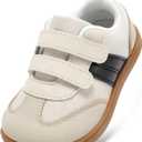 STQ KIDS Toddler Wide Toe Box Shoes:Boys Barefoot Shoes Kids Walking Shoes Boy Sneakers Non-Slip Zero Drop Shoes,Toddler First Walking Shoes Comfort Tennis Outdoor Activities (Beige White) Toddler 7
