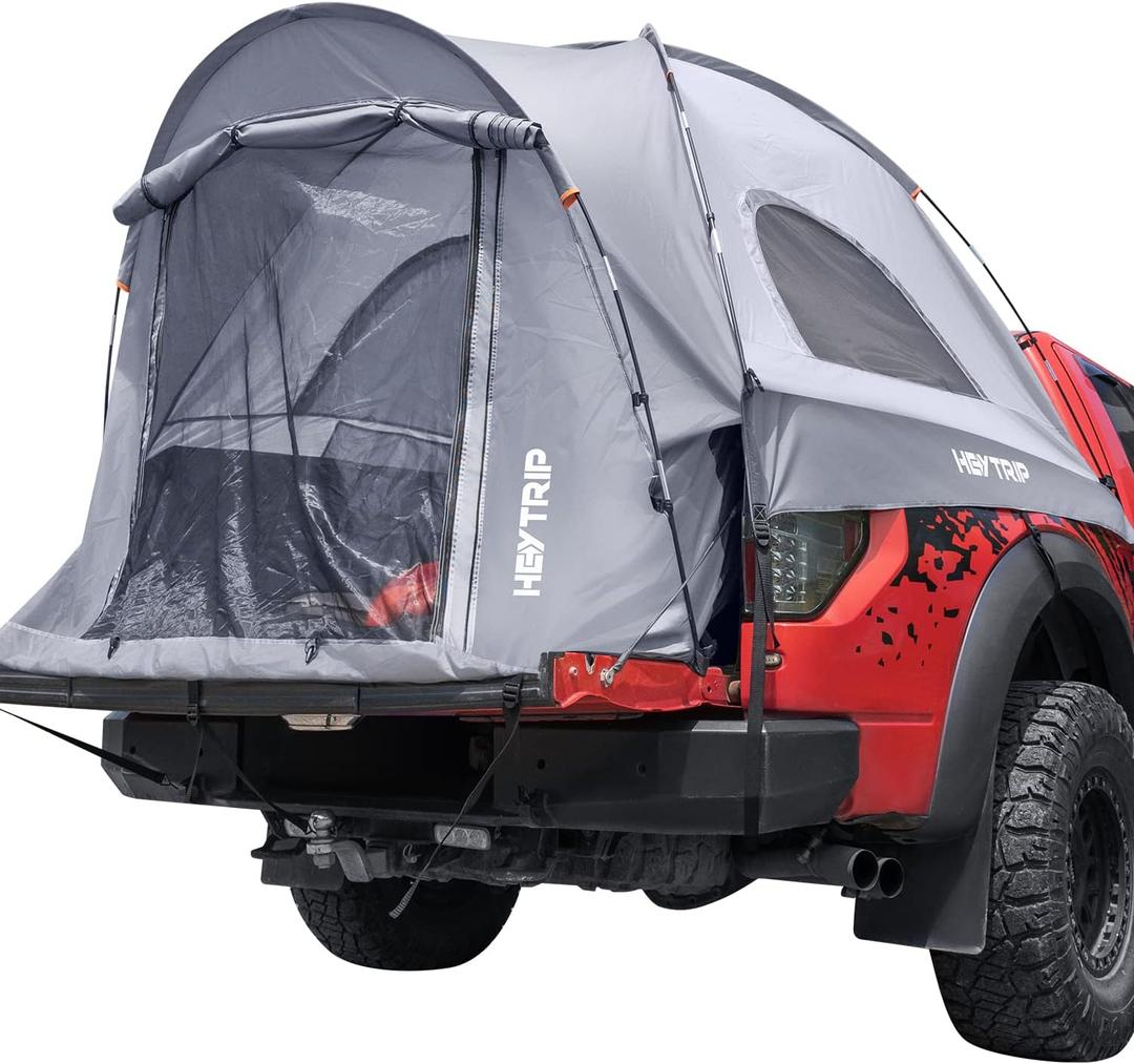 HEYTRIP Truck Bed Tent 5.0ft-6.8ft Waterproof Pickup Truck Tent Double Layer 2 Person Truck Tent Camper for Camping Fishing (6.1-6.6 FT with Rainfly)